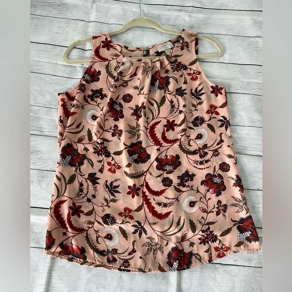LOFT Petite Small Silk Tank Top Floral Pattern